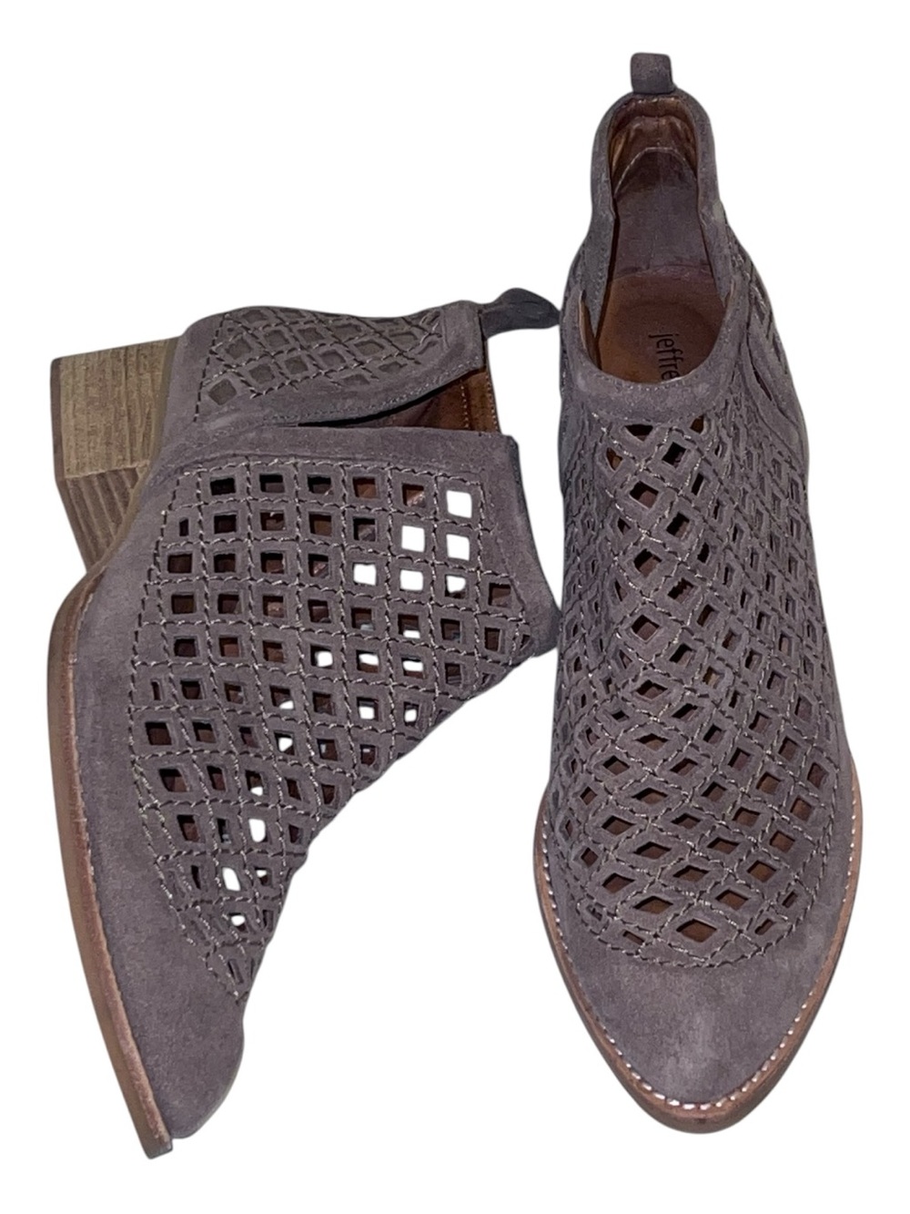 Jeffrey Campbell taupe Open Weave Ankle Boots/booties size 10